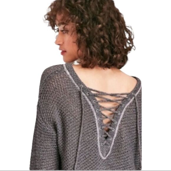 KIMCHI Blue Purple Metallic a lace Up Sweater Sz S - Picture 3 of 13